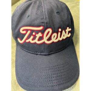 Titleist Golf Hat Cap Adjustable Pink Accent FJ Logo‎ Navy Blue